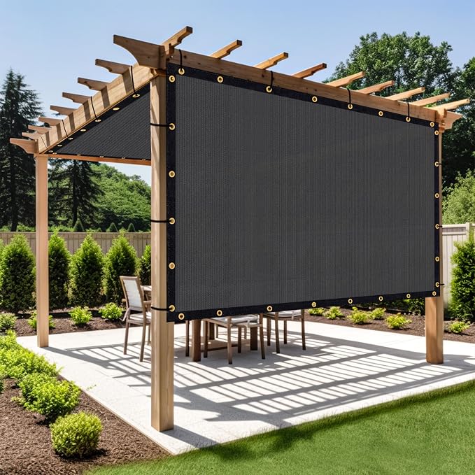Shade&Beyond Customized Size 10' X 12' Shade Cloth with Grommets, 90% UV Protection UV Protection Mesh Tarp Sun Screens for Patio GN01, Dark Gray