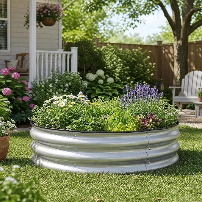 Aoodor 9" Tall 30" Metal Raised Garden Bed, Outdoor Planter Box and Raised Garden Kit for Vegetables, Flowers, Arugula and Herbs, Silver