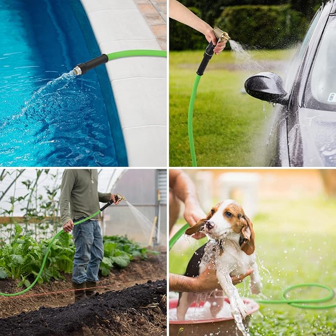 DEWENWILS Garden Hose 25 ft x 5/8", Water Hose with Swivel Handle, Heavy Duty, Lightweight, Flexible Hose for Plants, Car, Yard, 3/4 Inch Solid Fittings, Drinking Water Safe