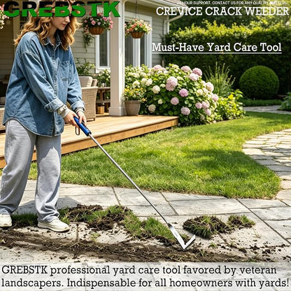 GREBSTK Crack Weeder Crevice Weeding Stainless Steel Sharp Tool, 38 in | Razor-Sharp Rust-Resistant L-Shaped Blade, Comfortable Non-Slip Handle, for Patio Cracks, Driveway Gaps, Walkway Edging