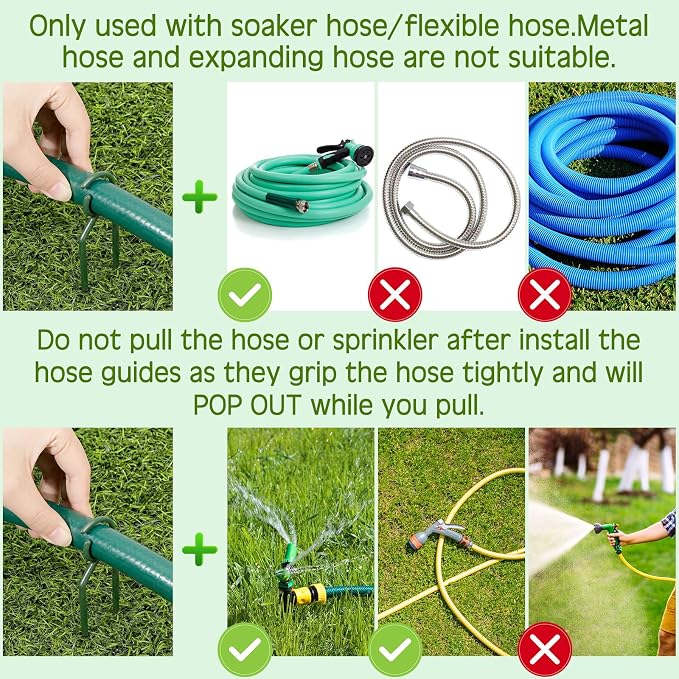 Taiyin 10 Pcs 3/4 Inches Garden Hose Guide Stakes Holder Garden Hose Green Holder Spike for Outside Yard Lawn Flower Beds Irrigation Sprinkler Protect Plant