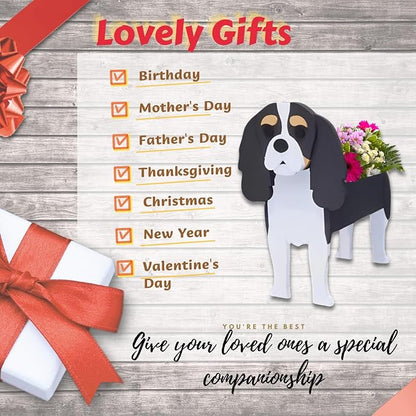 Cavalier King Charles Spaniel Dog Planter Plant Pots,Cute Dog Flower Planter,Gifts for Pet Lovers,Unique Animal Plant Pots,Office,Indoor Outdoor Garden Decor(9.45 * 8.66 * 13.39in)