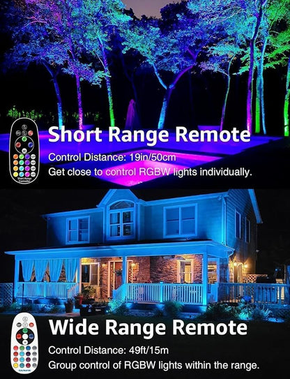 SUNVIE RGBW Low Voltage Landscape Lighting LED Color Changing Landscape Lights Remote Control Waterproof Spotlights Outdoor Landscaping Lights for Yard Garden Christmas 16 Pack with Connectors