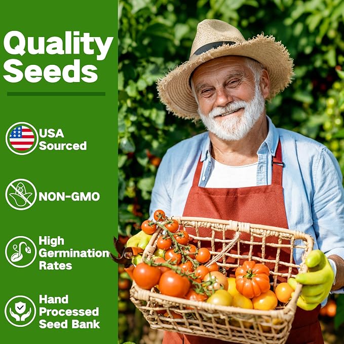 Year-Round Zone 7 Seed Bank, Gift for Mom Dad, 32 Varieties Heirloom Seeds | 30,000+ Non-GMO Vegetable Herb Flower Seeds, Gardening Gifts for Women Men, Survival Seed Kit, Raised Garden Beds Greenhouses