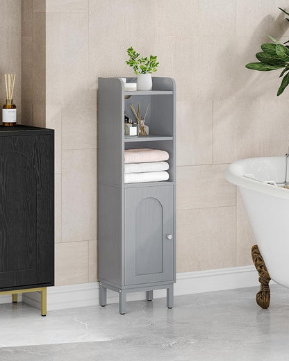 Hzuaneri Bathroom Storage Cabinet, Small Corner Floor Cabinet with Door and Shelves, Narrow Toilet Paper Holder, Bathroom Organizer with Adjustable Shelf, for Small Spaces, Gray BC38221GR