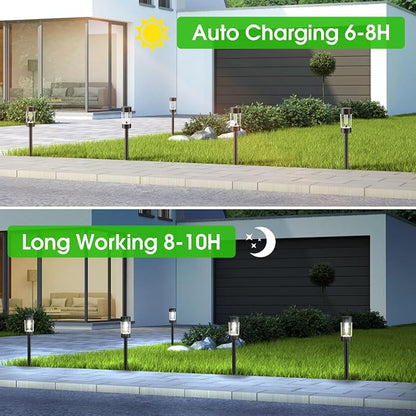 Eyrosa Solar Lights Outdoor, 12 Pack Waterproof Solar Landscape Lighting for Pathway Garden Yard Path Walkway Driveway Lawn Patio Outside Decor, Cool White
