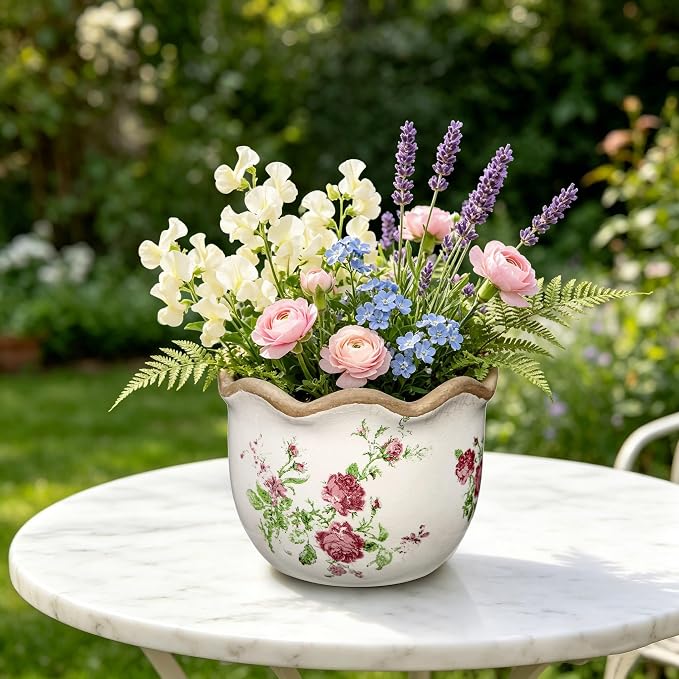 Hollyone 2 Pack Ceramic Planter Pink Vintage Ceramic Pot 5.5 + 6.6inch Decorative Flower Plant Pot with Drainage Hole Crackle Glaze for Indoor Outdoor Tuscan Decor Home Living Room Garden Decor