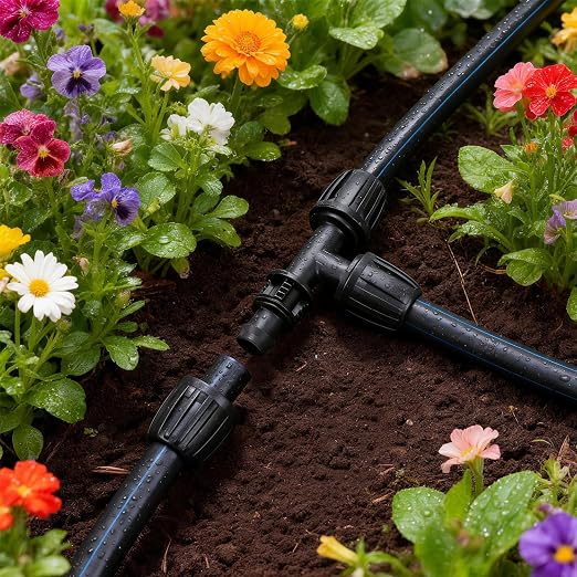 10 Pieces 1/2 Inch Drip Irrigation Tee Fittings, 1/2'' Drip Line Barbed Locked Tee Connectors for 1/2 Inch Irrigation Tubing (1/2" ID x 0.670" OD) Anti-leak 3-Way Irrigation System Parts