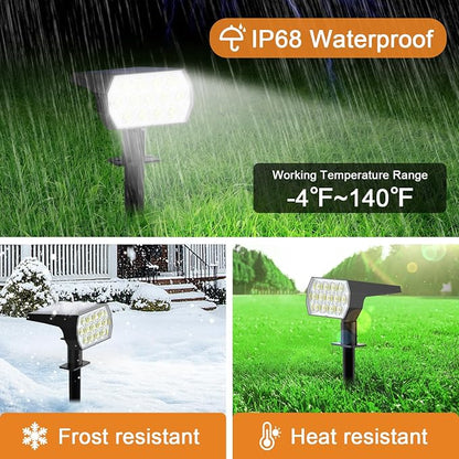 WELALO Solar Spot Lights Outdoor, [6 Pack/65 LED/3 Modes] Solar Landscape Spotlights, Solar Powered Christmas Halloween Lights, IP68 Waterproof Wall Lights for Walkway Yard Garden Driveway(Cool White)