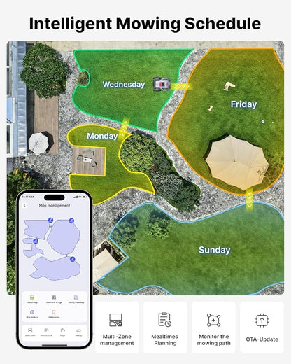 ANTHBOT M9PRO Robot Lawn Mower 1/4 Acre, LIDAR+Dual Vision+Full-Band RTK Robotic Lawnmower, No Perimeter Wire, App Control Obstacle Avoidance, 45% Slope, Cutting Height, Multi-Zone Mapping