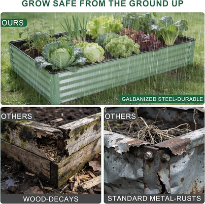 2 Pack 6x3x1 FT Galvanized Raised Garden Bed, Green | Patented Leak-Proof, Planter Box Outdoor, Metal Raised Garden Beds Kits, For Veggies, Herbs & Flowers