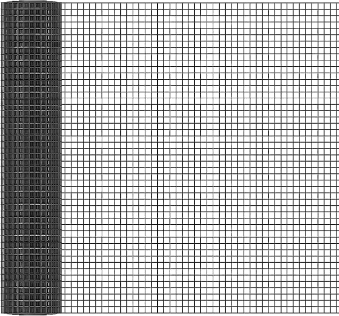 Black Hardware Cloth 1/2in Mesh 24in x 100ft, Chicken Wire Fencing PVC Coated 19 Gauge, Welded Chicken Wire for Rodent Proofing, Tree Guard, Garden Fence, Poultry Netting(1/2in x 24in x 100ft)