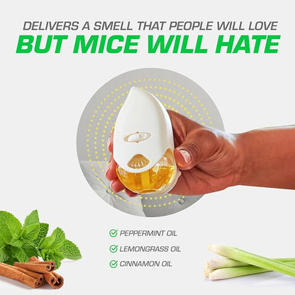 Tomcat Repellents Rodent Repeller, 1 Warmer with 1 Refill | Indoor Plug-In with Lemongrass, Cinnamon, and Peppermint Oil Natural Essential Oil Blend, Repels Rats and Mice