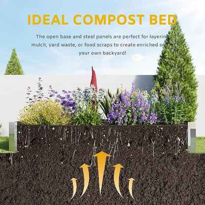 Metal Galvanized Raised Garden Bed Kit, 6 x 3 x 1 ft Galvanized Steel Raised Garden Planter Box Outdoor with Open Base for Growing Vegetables/Flowers/Herbs/Fruits/Succulents, Rectangle, Silver