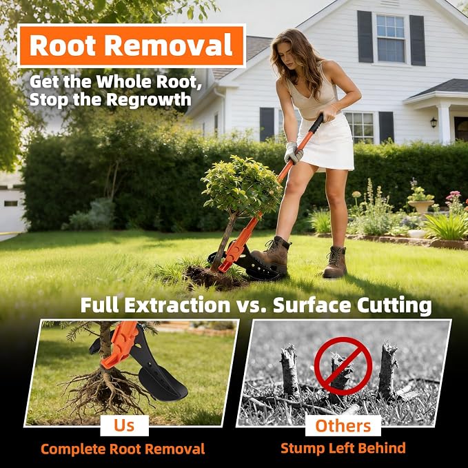 Heavy Duty Tree & Sapling Puller Tool, High-Strength Manganese Steel Root Removal Tool for 1/4" to 2" Woody Stems, Small Trees, Brush and Invasive Plants, for Lawn, Yard, Garden and Farm | Sapling Puller Tool