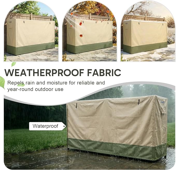 COWVIE Waterproof Firewood Rack Cover 8 FT | Zipper and Air Vent, 600D Heavy-Duty, For Wood Rack, For Outdoor Firewood Storage Rack