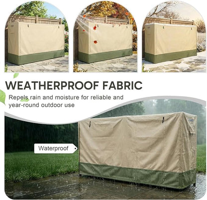 COWVIE Waterproof Firewood Rack Cover 8 FT | Zipper and Air Vent, 600D Heavy-Duty, For Wood Rack, For Outdoor Firewood Storage Rack