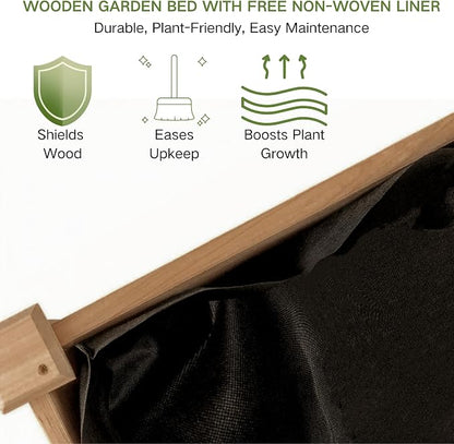 8×2ft Wooden Horticulture Raised Garden Bed Divisible Elevated Planting Planter Box for Flowers/Vegetables/Herbs in Backyard/Patio Outdoor, Acorn Brown, 96 x 24 x 9in