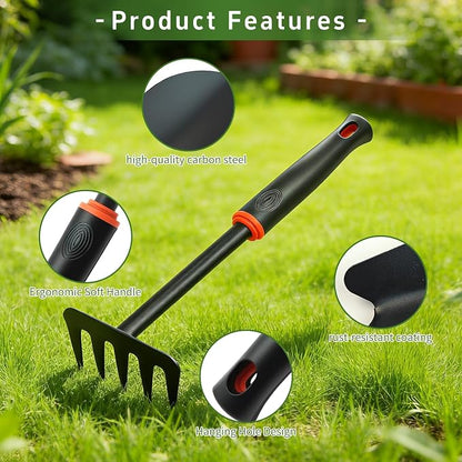 Weed Rake, Small Garden Weeder Rake, Gardening Weeding Tool for Rake for Leaves for Vegetable Gardening Backyard Farm Planting