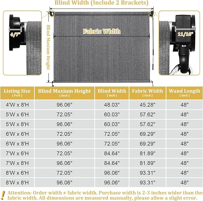Shade&Beyond Outdoor Roller Shades with Splicing Design, 5' W x 8' H Cordless Patio Roll Up Blinds, Exterior Shade Cloth Roll for Porch, Gazebo, Pergola, Balcony, Gray