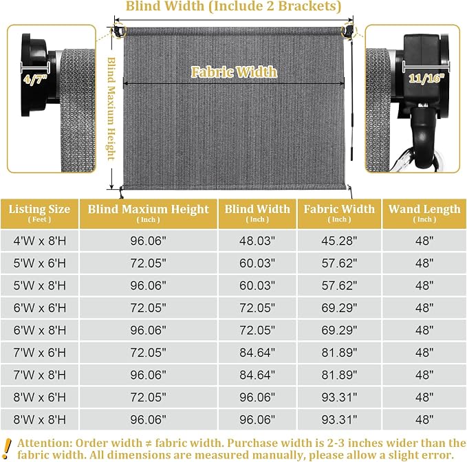 Shade&Beyond Outdoor Roller Shades with Splicing Design, 5' W x 6' H Cordless Patio Roll Up Blinds, Exterior Shade Cloth Roll for Porch, Gazebo, Pergola, Balcony, Gray