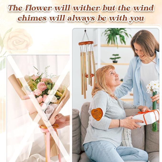 Gifts for Mom, Mom Gifts Wind Chimes 25.6", Outdoor Garden Decor | Mother Gift from Daughter/Son, Perfect for Mother's Day, Birthday, Christmas, Soothing Wind Chimes for Patio & Garden Decor