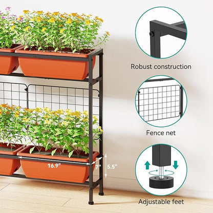 CADUKE Raised Garden Bed, Garden Raised Planter Box with Legs, 32" Elevated Vegetable Garden Beds with Drainage Holes & Trellis, Herb Garden Planter Outdoor for Vegetables, Balcony, Red