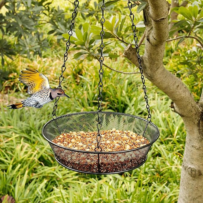 Bird Feeder, Hanging Bird Feeders for Outdoors Metal Mesh Birdfeeder Tray | Original Bird Feeder Tray, Bird Feeder for Outside Hanging Metal Mesh Platform