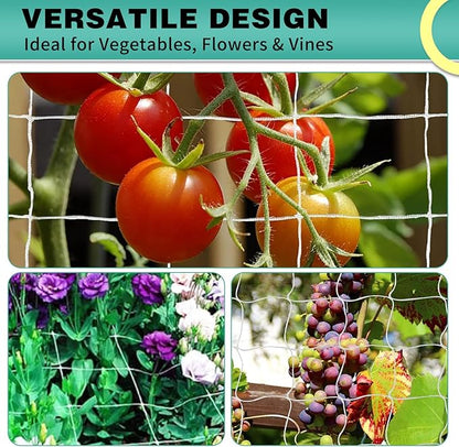 7X 30 Ft Nylon Trellis Netting, 6×6 Heavy Duty Trellis Mesh Garden Netting for Climbing Plants, Use for Tomatoes, Cucumbers, Peas, Grape Racks