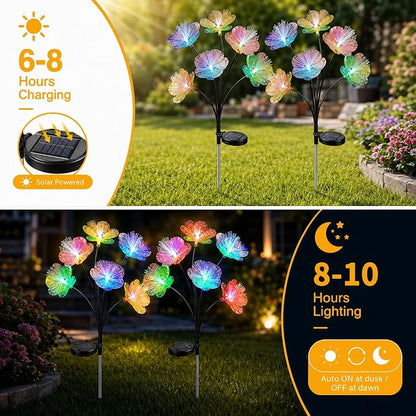 JJGoo 2 Pack Solar Garden Lights, Solar Flower Swaying Light for Outside, New Upgraded Outdoor Waterproof Light for Garden Patio Yard Front Porch Decor