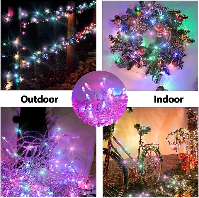 500 Led Multi Color Outdoor String Lights Waterproof Easter Decorations, 174 Ft 8 Modes Twinkle Plug in Fairy Lights for Bedroom Yard Wedding Room Decor (Multicolor, 500Led)