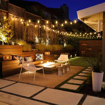 Larkvue 100FT LED Outdoor String Lights, Waterproof Patio Lights with 32 Shatterproof Dimmable 2700K A39 Bulbs Hanging Lighting for Outside Backyard