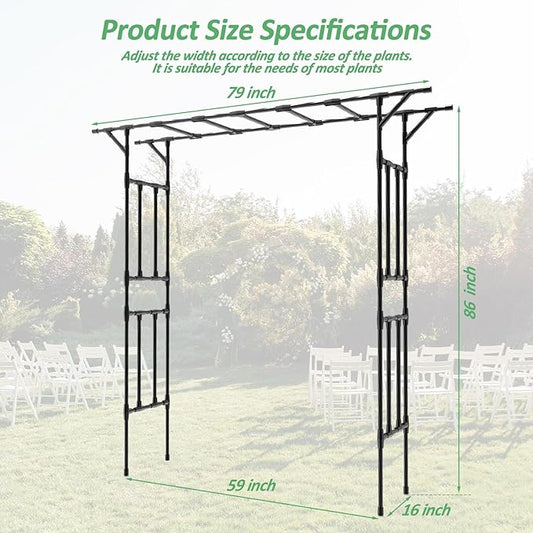 Garden Arch Trellis - 79" L x 86" H Supersize Flattop Garden Arch - Garden Trellis for Lawn, Party, Ceremony Wedding Decoration (Leg spacing 59")