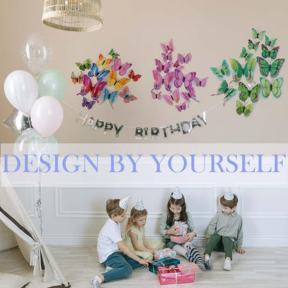 OPSEAM Butterfly Wall Decor 24/48 PCS, 3D Butterflies Stickers for Party Decorations with Magnets (Green, 24)