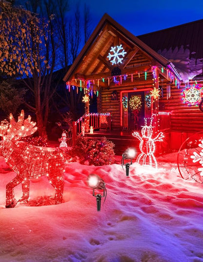 Red Landscape Lights Outdoor, 14 LED Landscape Lighting with US Plug, IP65 Waterproof Spotlights for Tree Yard Garden Pathway Halloween Christmas Decor 2 Pack