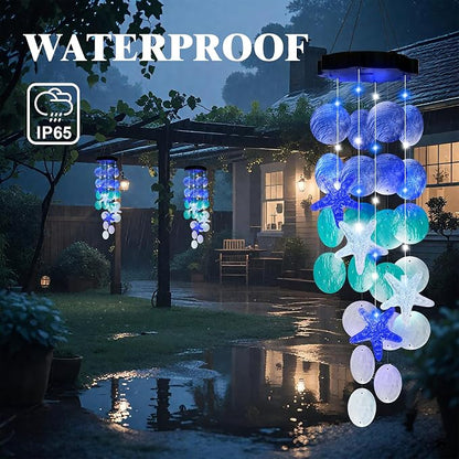 (New) Solar Wind Chime for Outside, Solar Hanging Wind Chime Lights, Gift for Women Grandma Mom Wife Sister Girls, LED Decorative Mobile Lights for Garden Yard Patio Decorations - Blue