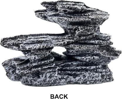 Ceramic Heavyweight Snow-Capped Mountain Aquarium Decorations - Natural Stone Powder Fish Tank Cave, Layered Rockery Hideout & Reptile Ornament