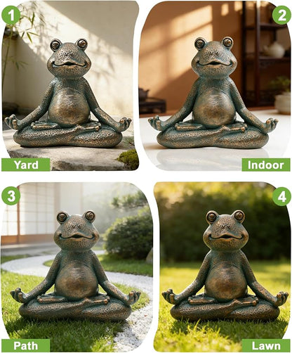 Nacome Meditating Frog Miniature Figurine,Zen Yoga Frog Garden Statue Ornament- Indoor/Outdoor Garden Sculpture for Fairy Garden,Home, Patio,Deck,Porch Yard Art Decoration,5 inch(Copper)Christmas Gift