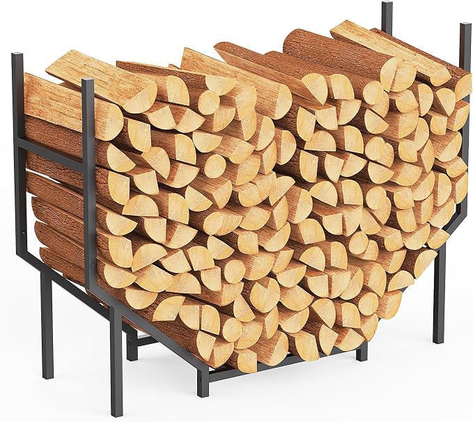 Ebeneze 3.2FT Firewood Rack Holder Outdoor Indoor, Heavy Duty Metal Log Holder Stand for Patio Porch, Stable Wood Holder Firewood Storage Fireplace Organizer