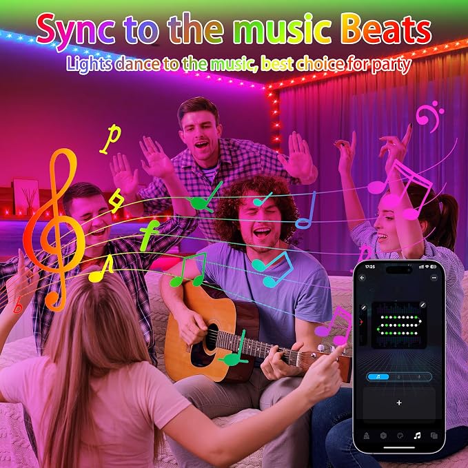 Rope Lights Outdoor Color Changing, 49FT 150 LED Waterproof Fairy String Light Plug in with Remote & APP Controlled, Music Sync Christmas Lighting for Outside Indoor Bedroom Halloween Decor