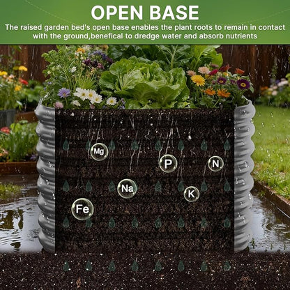 4 PCS Tall 2x2x1.5ft Galvanized Raised Garden Bed Outdoor, Metal Garden Bed for Vegetables, Above Ground Garden Box for Flower, Steel Raised Beds for Gardening