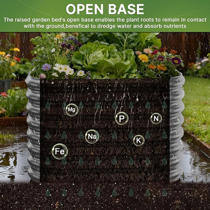 4 PCS Galvanized Raised Garden Bed Outdoor, Metal Garden Bed for Vegetables, Above Ground Garden Box for Flower, Steel Raised Beds for Gardening - 2FT