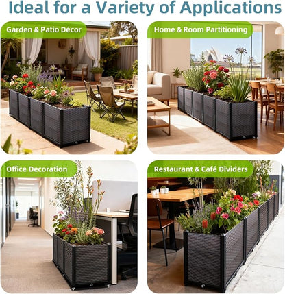 Large Raised Planter Box Outdoor Self Watering 78.7"x15.7"x14.2", Deep Raised Garden Bed - Elevated Garden Box with Drainage Plug, Rectangular Garden Planter Perfect for Patio Balcony Deck