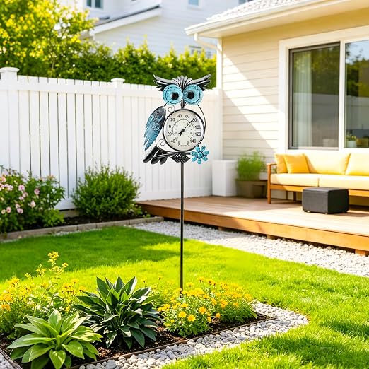 MUMTOP Outdoor Thermometer, Owl Outside Decor for Patio, Yard and Garden | No Battery Needed, Waterproof, Indoor and Outdoor, Easy to Read, Gifts Idea