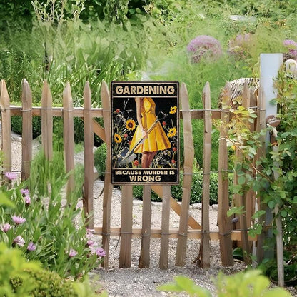 Garden Decor Outdoor Porch Decor Outdoor Metal Wall Art 12" x 8" Gardening Pots,Planters & Accessories,Gir Yellow Sign