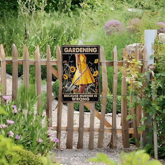 Garden Decor Outdoor Porch Decor Outdoor Metal Wall Art 12" x 8" Gardening Pots,Planters & Accessories,Gir Yellow Sign
