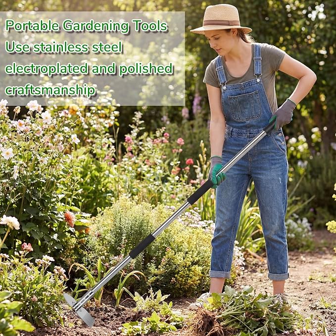 Garden Tools,Weeder Tool,63" Weed Puller Tool with Long Handle,Easy Weeding Without Bending or Squatting Down,Weeding Tools Suitable for Farm Planting,Gardening(Silver 12 Claws)