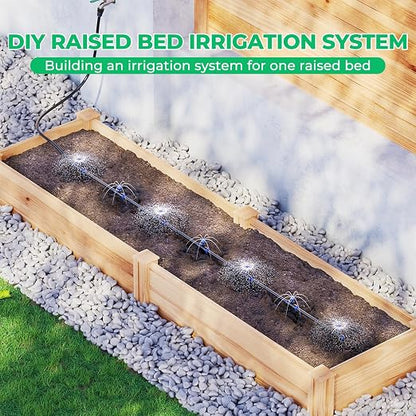 HIRALIY Raised Bed Drip Irrigation Kit Small, DIY Garden Grid Watering System, Garden Irrigation System, for Raised Beds up to 2 x 8FT