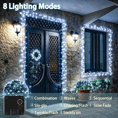 Extra-Long Solar String Lights for Outside, 4 Pack 400LED Solar Fairy Lights Outdoor Waterproof, Copper Wire with 8 Modes Solar Twinkle Lights for Tree Garden Party Patio Xmas Decor (Cool White)