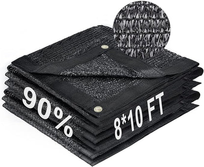 LOVE STORY 8x10FT 90% Black Garden Shade Cloth, Sun Shade Cover Net Mesh Tarp with Grommets, Sunblock Net for Garden,Greenhouse,Plants and Patio
